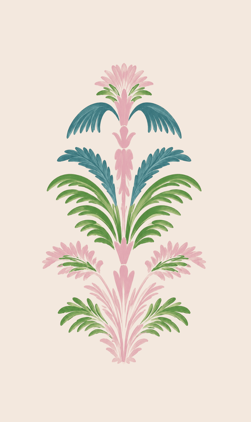 Bellagio Blush Linen Palm Fan Study - Tapestry