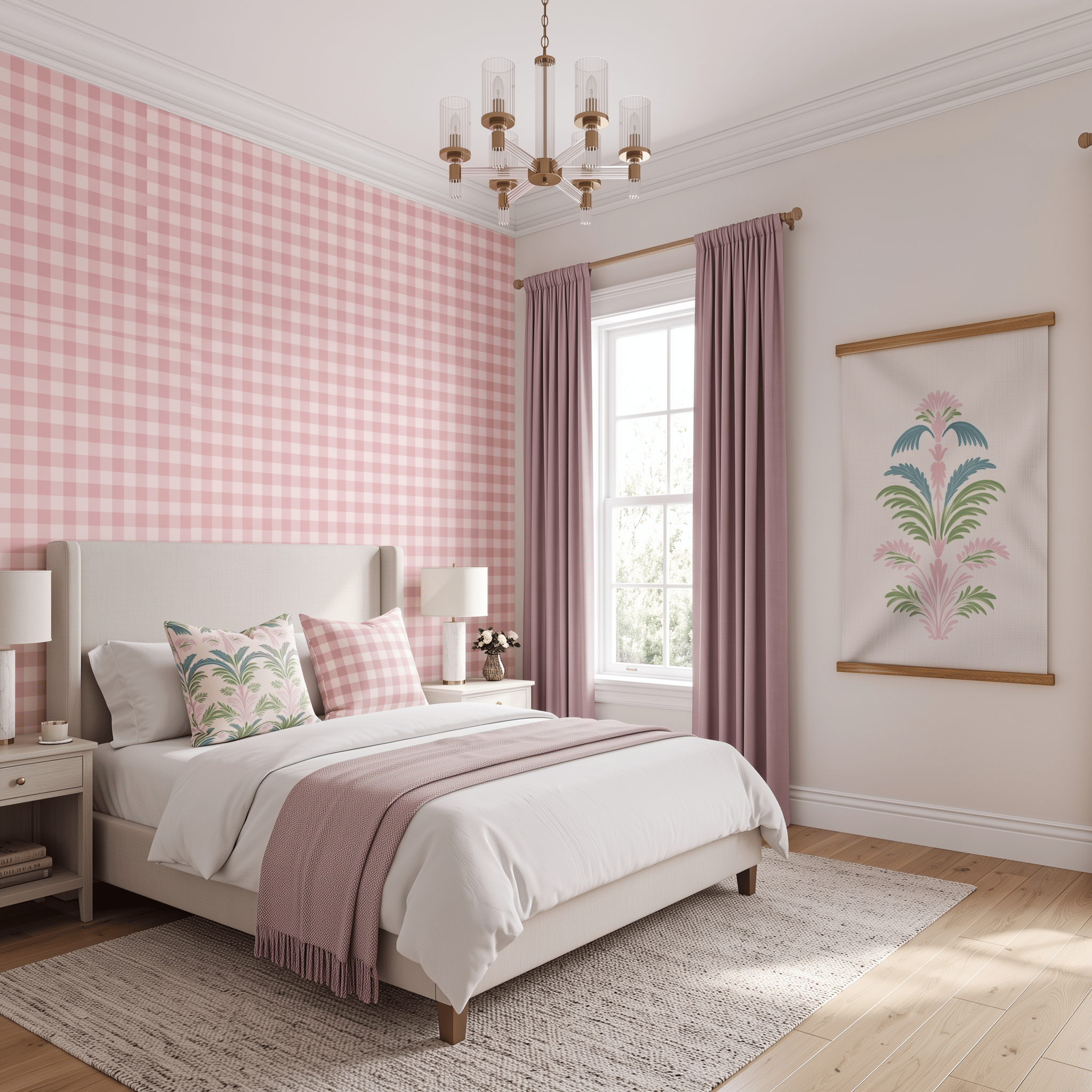 Bellagio Blush Linen Palm Fan Study - Tapestry