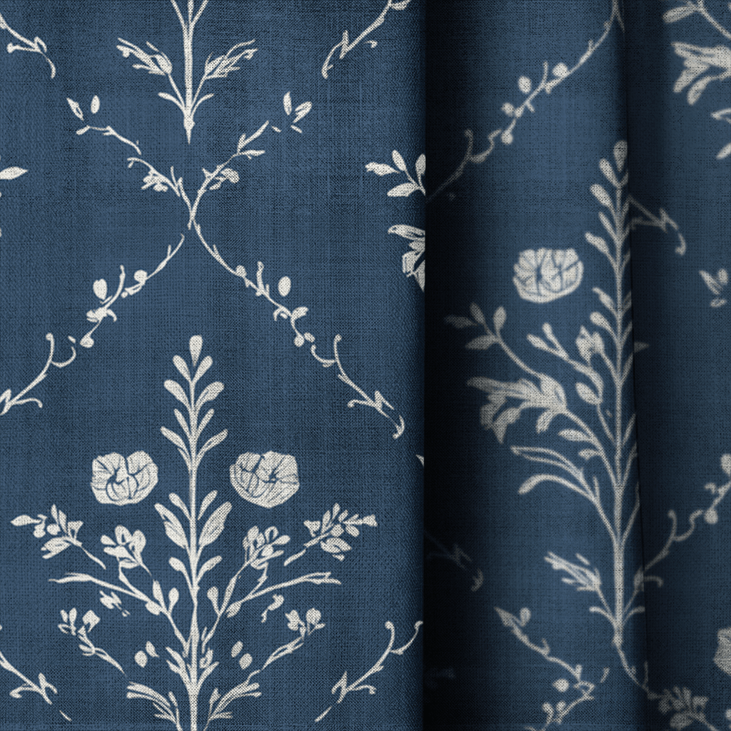 Benjamin Navy Floral - Drapery