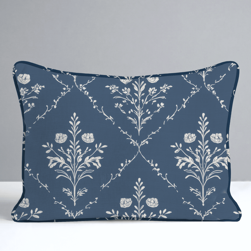 Benjamin Navy Floral Throw Pillow - Lemon Park