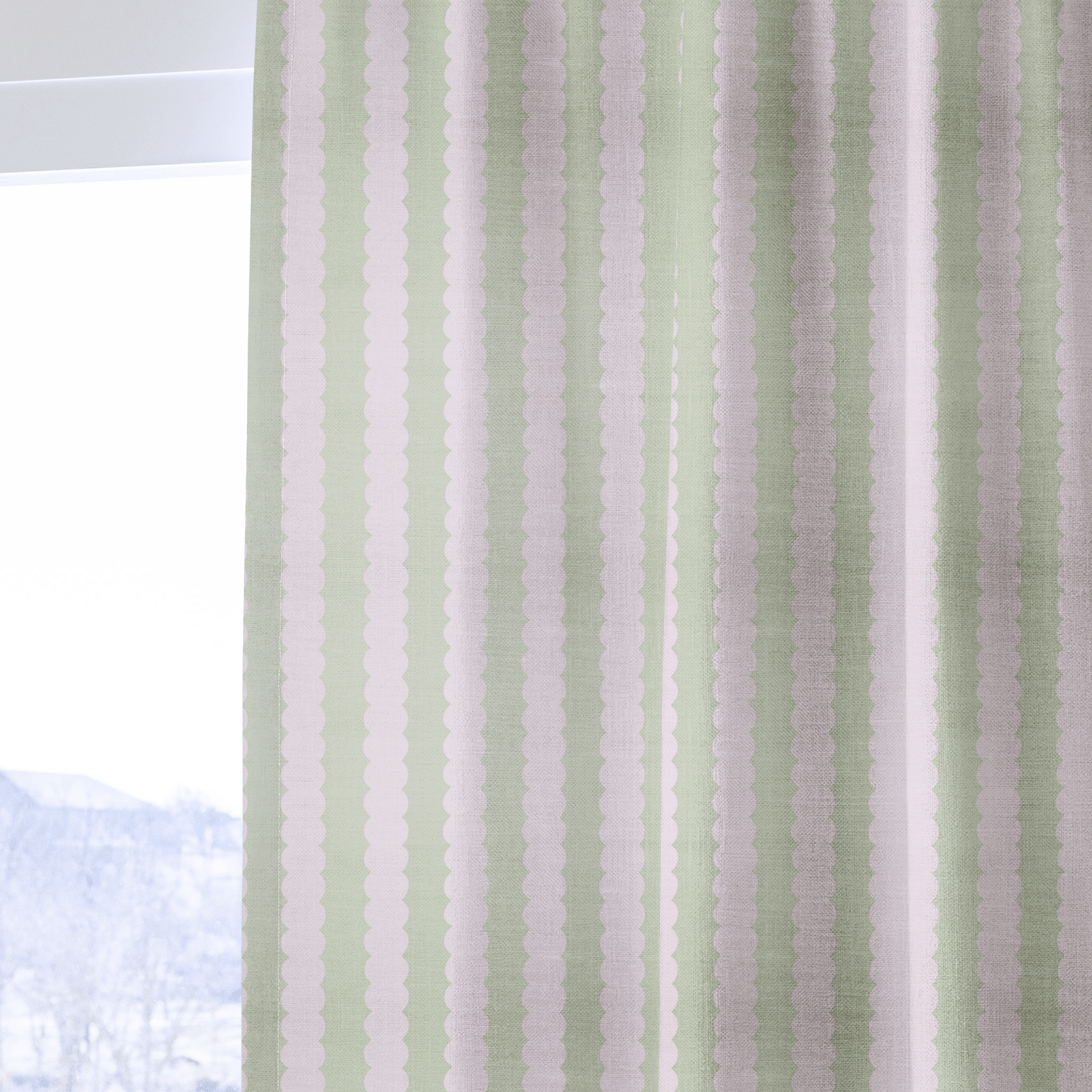 Juliet's Garden Pistachio and Bubble Stripe - Drapery