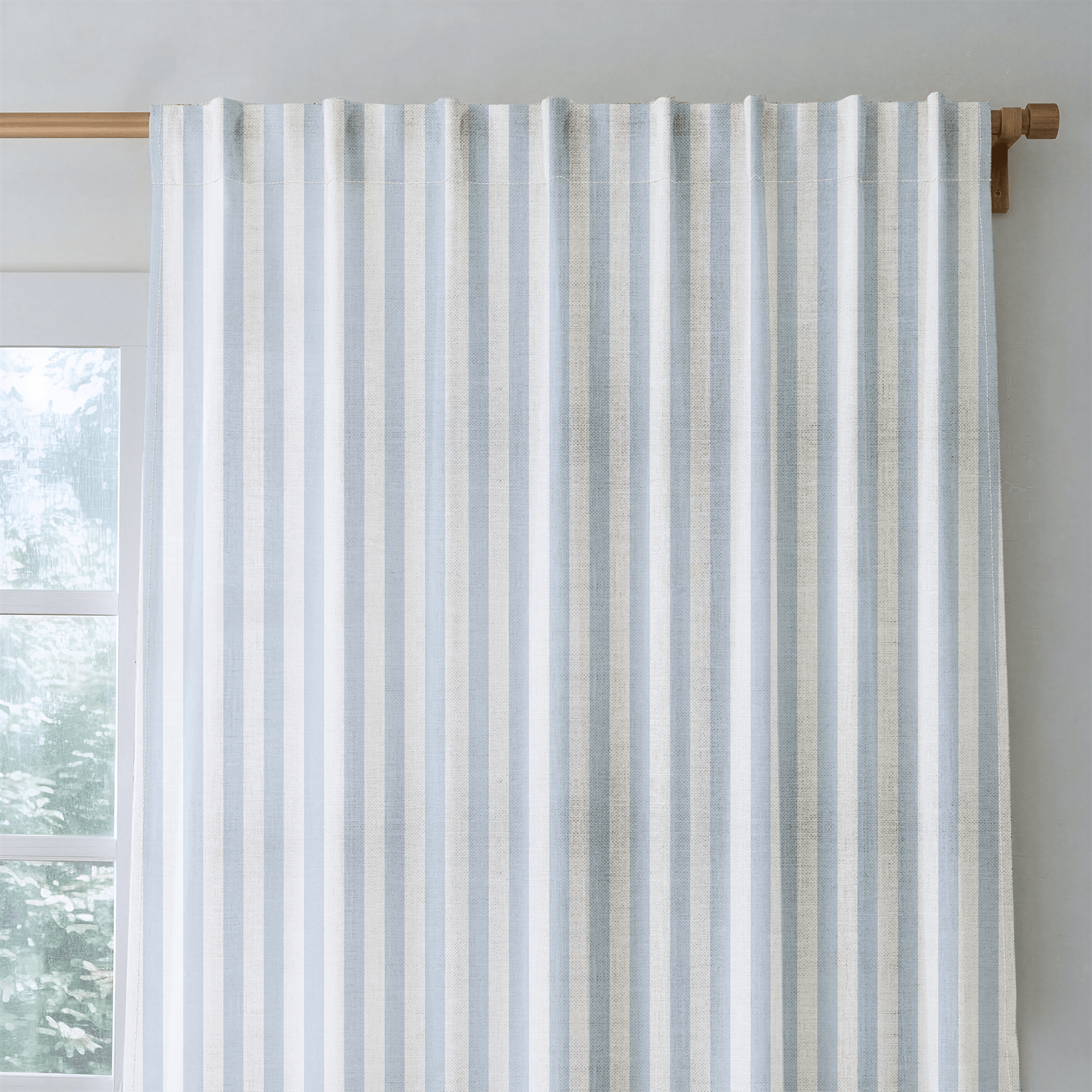 Juliet's Garden Robin Blue Stripe - Drapery