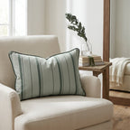 The Silk Garden Sage Stripes Throw Pillow
